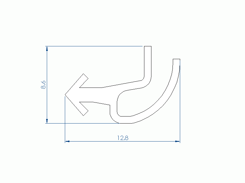 Profil en Silicone P96800 - format de type U - forme irrégulier