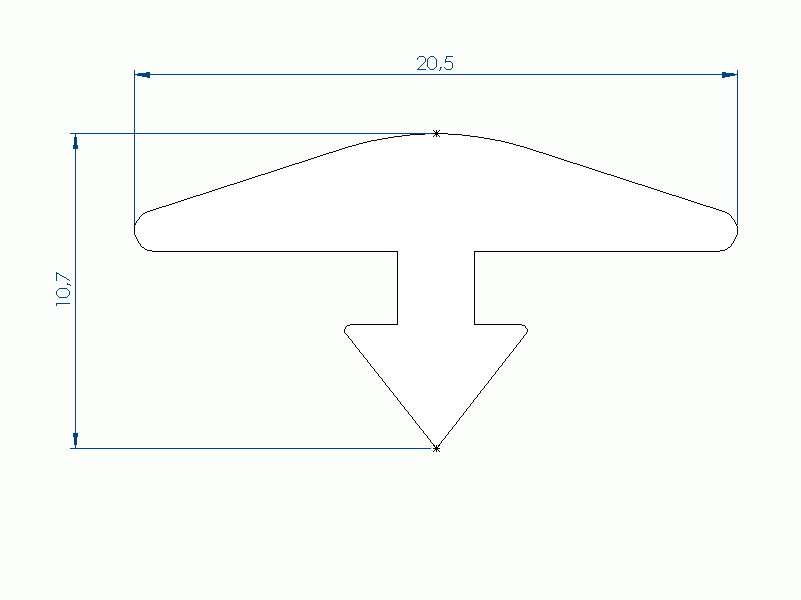 Profil en Silicone P96913D - format de type T - forme irrégulier