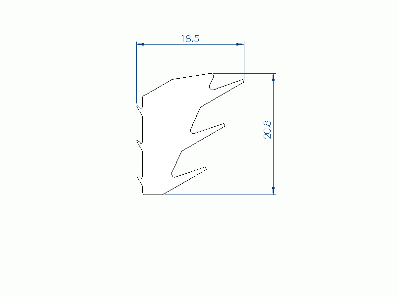 Profil en Silicone P97456A - format de type Double Trou - forme irrégulier