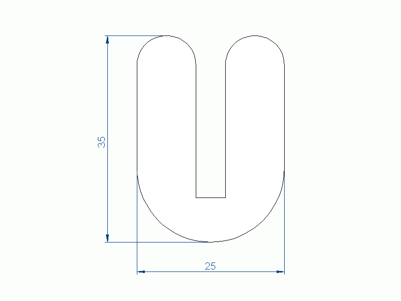 Profil en Silicone P98118I - format de type U - forme irrégulier