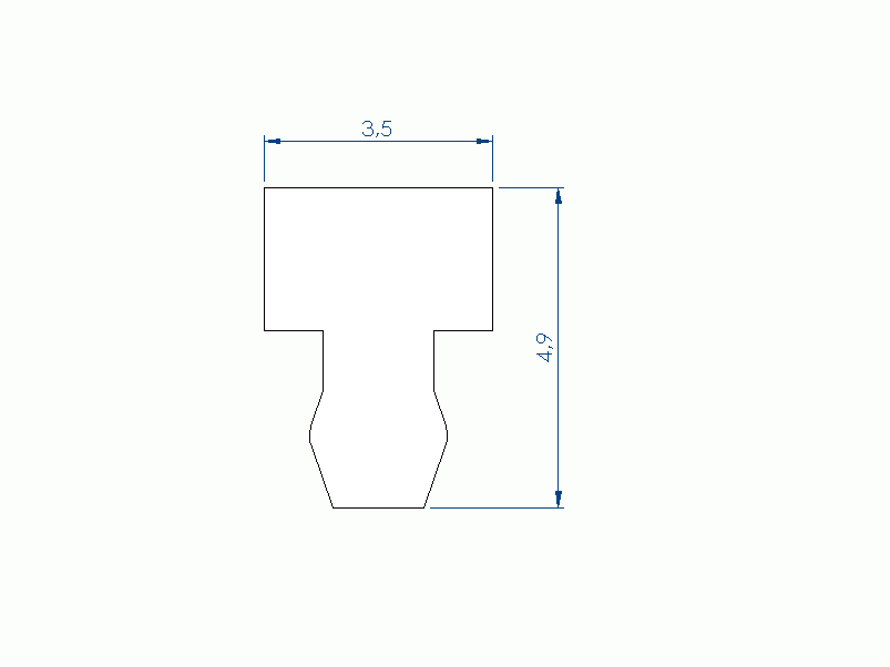 Profil en Silicone P98394B - format de type T - forme irrégulier