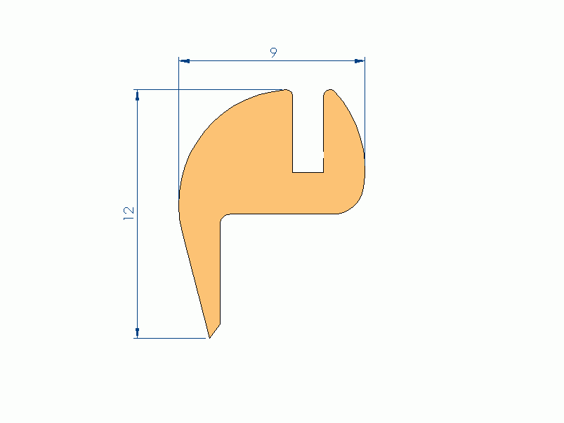 Profil en Silicone P99096C - format de type Labiée - forme irrégulier