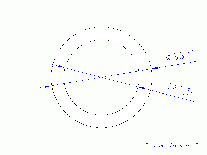 Profil en Silicone TS6063,547,5 - format de type Tubo - forme de tube