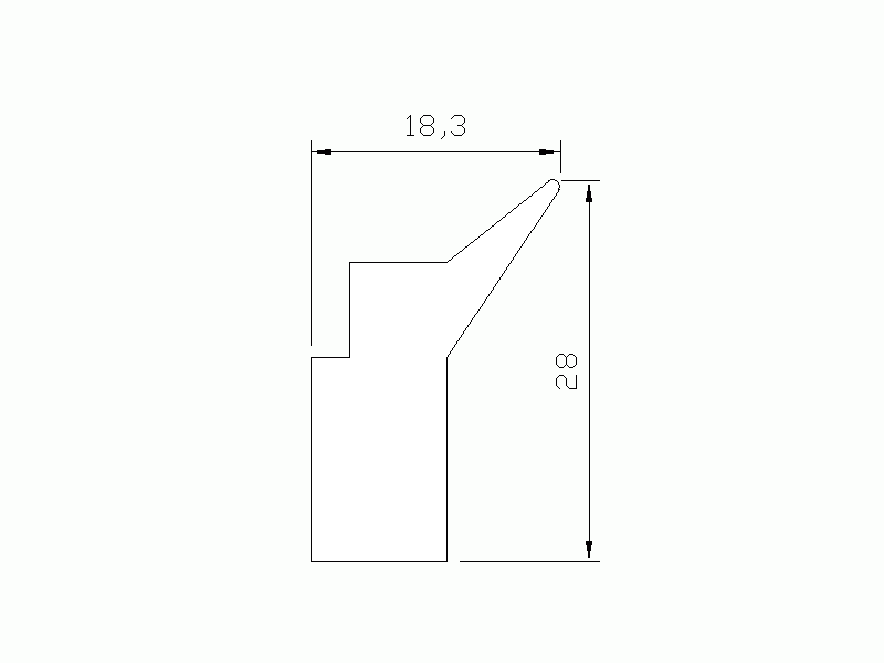 Silicone Profile P001A - type format Lipped - irregular shape