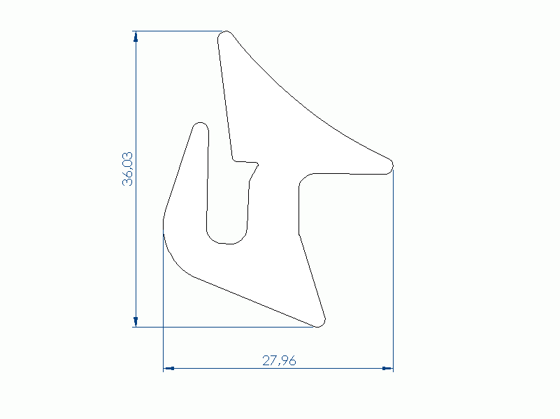 Silicone Profile P10320BR - type format U - irregular shape