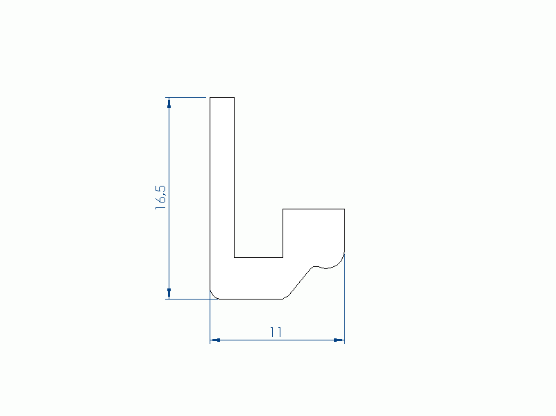 Silicone Profile P10566I - type format U - irregular shape