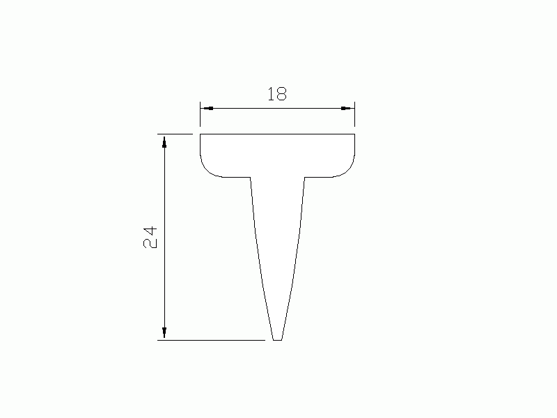 Silicone Profile P105J - type format T - irregular shape