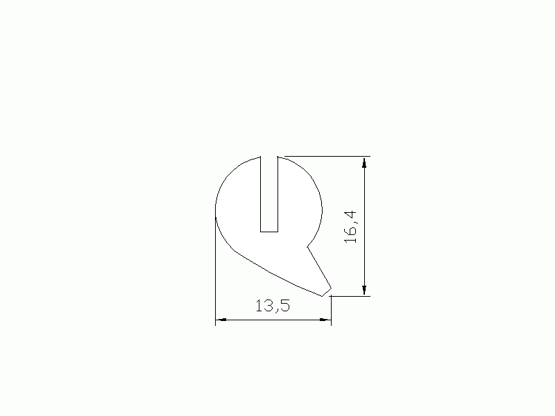 Silicone Profile P105K - type format U - irregular shape