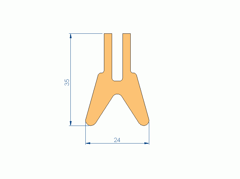 Silicone Profile P10822FX - type format U - irregular shape