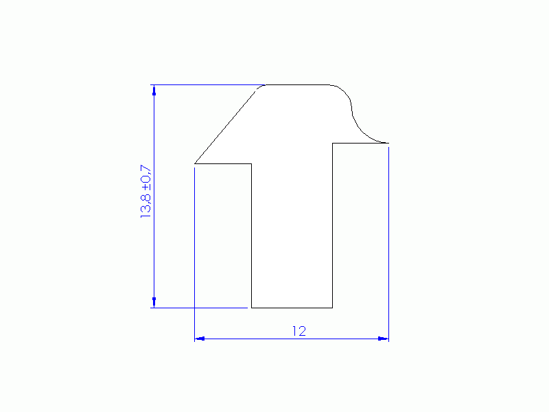 Silicone Profile P10899B - type format T - irregular shape