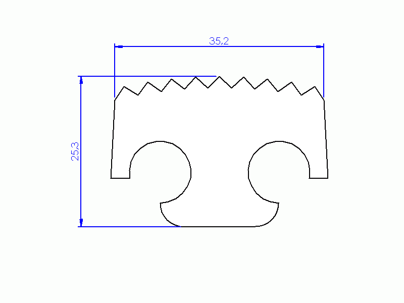 Silicone Profile P1093F - type format T - irregular shape