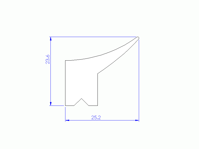 Silicone Profile P11185F - type format Lipped - irregular shape
