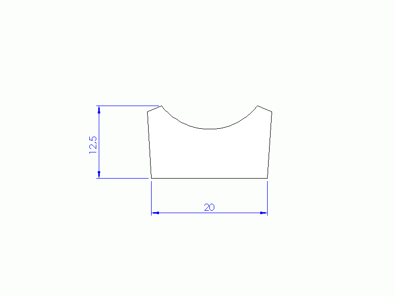 Silicone Profile P11185I - type format Trapezium - irregular shape