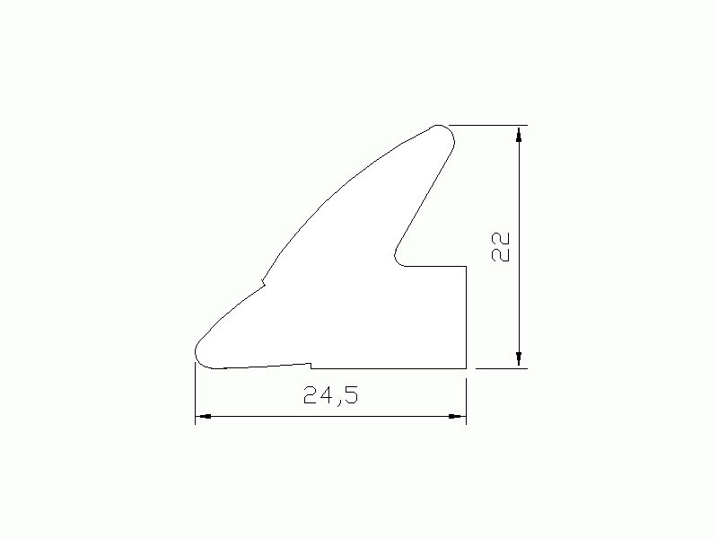 Silicone Profile P1178A - type format Lipped - irregular shape