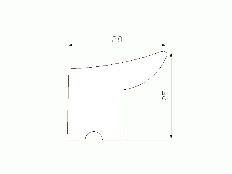 Silicone Profile P1228AK - type format Lipped - irregular shape