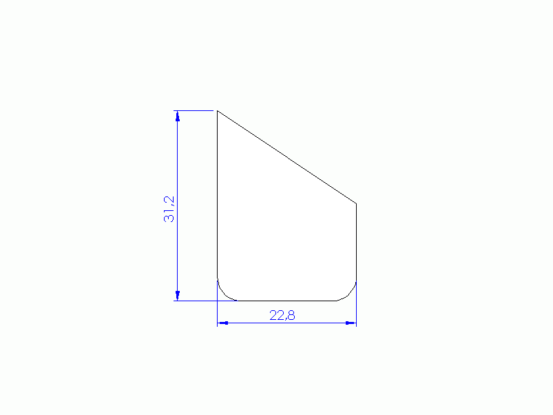 Silicone Profile P1228BM - type format Trapezium - irregular shape