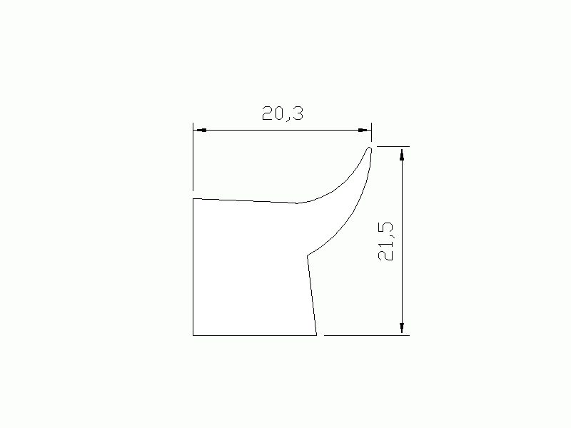 Silicone Profile P123 - type format Lipped - irregular shape