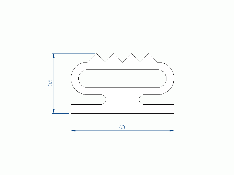 Silicone Profile P1281BP - type format Double Hole - irregular shape