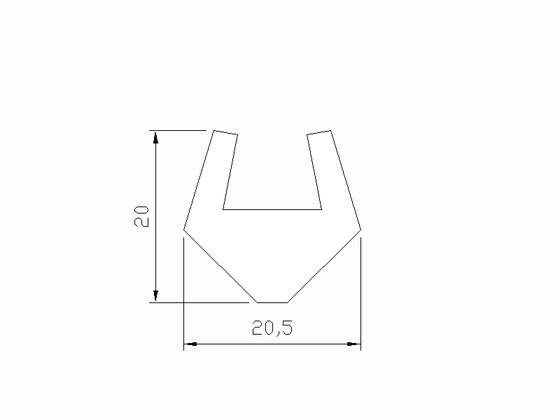 Silicone Profile P1288 - type format U - irregular shape