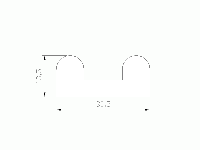 Silicone Profile P1494A - type format U - irregular shape