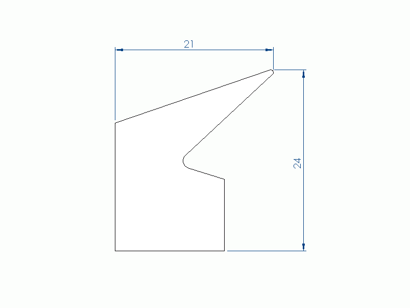 Silicone Profile P1514BW - type format Lipped - irregular shape