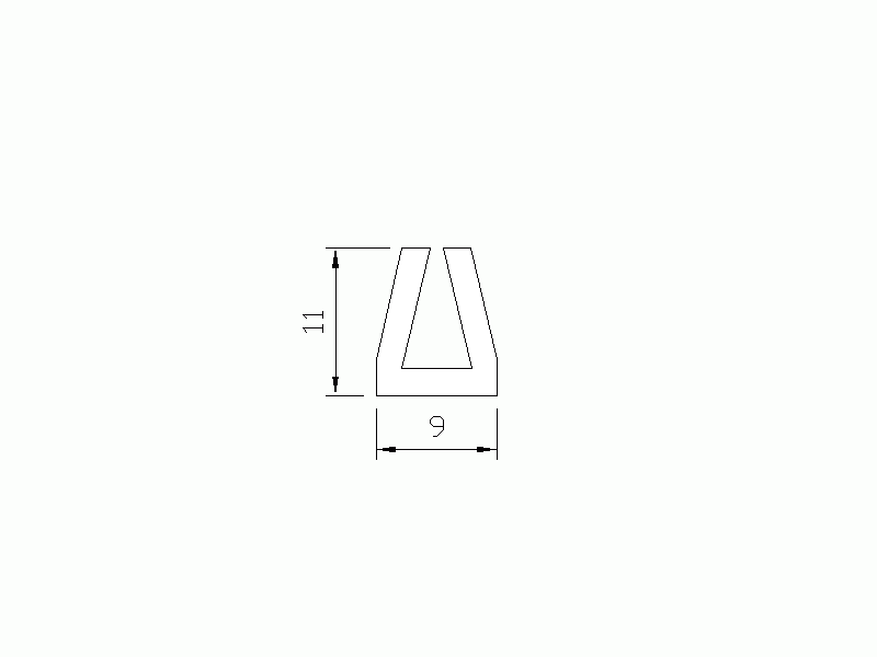 Silicone Profile P1640A - type format U - irregular shape