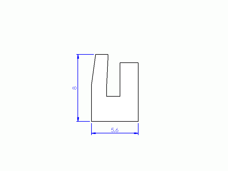 Silicone Profile P1831L - type format U - irregular shape