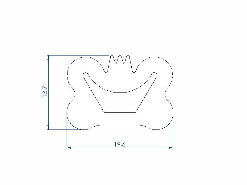 Silicone Profile P1904CR - type format D - irregular shape
