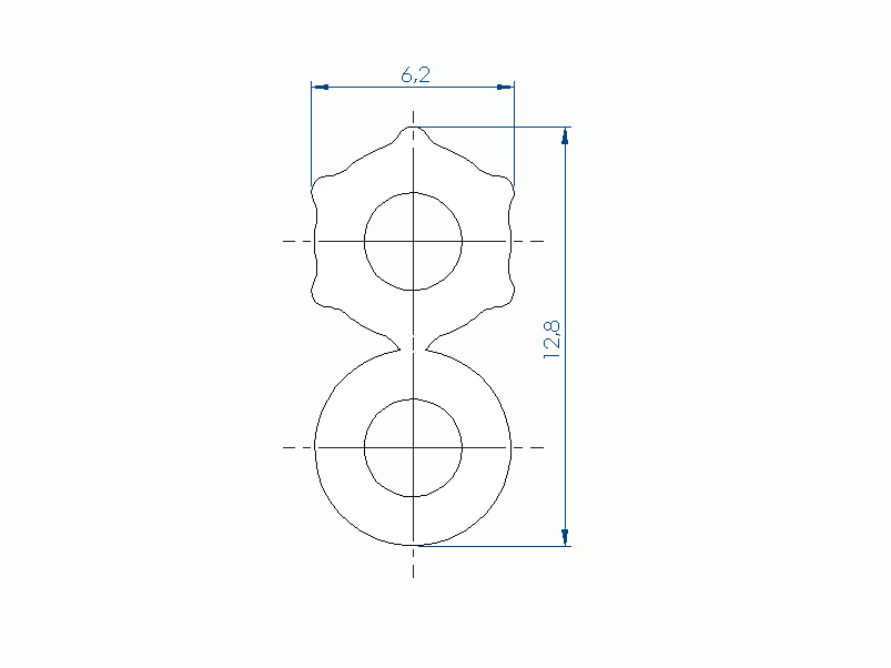Silicone Profile P20690I - type format Double Hole - irregular shape