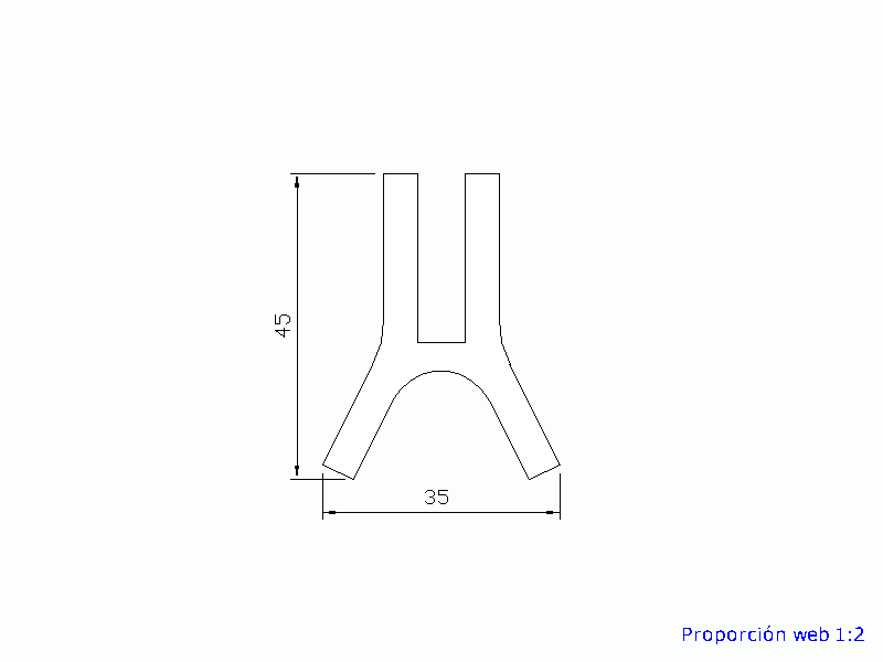 Silicone Profile P206Z - type format U - irregular shape