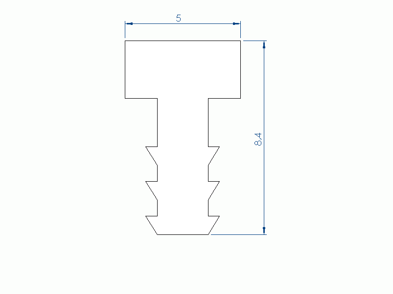 Silicone Profile P20730E - type format T - irregular shape