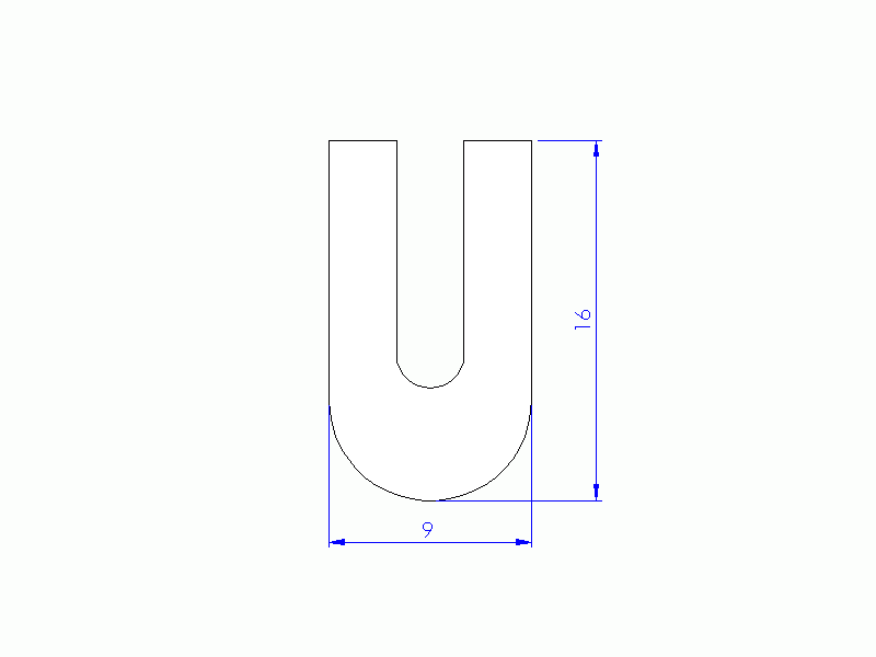 Silicone Profile P2194 - type format U - irregular shape