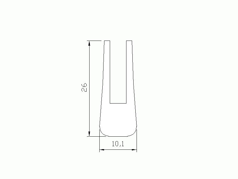 Silicone Profile P2222O - type format U - irregular shape