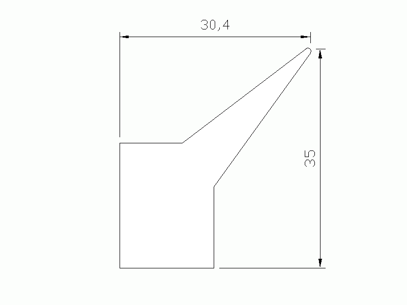 Silicone Profile P2222U - type format Lipped - irregular shape