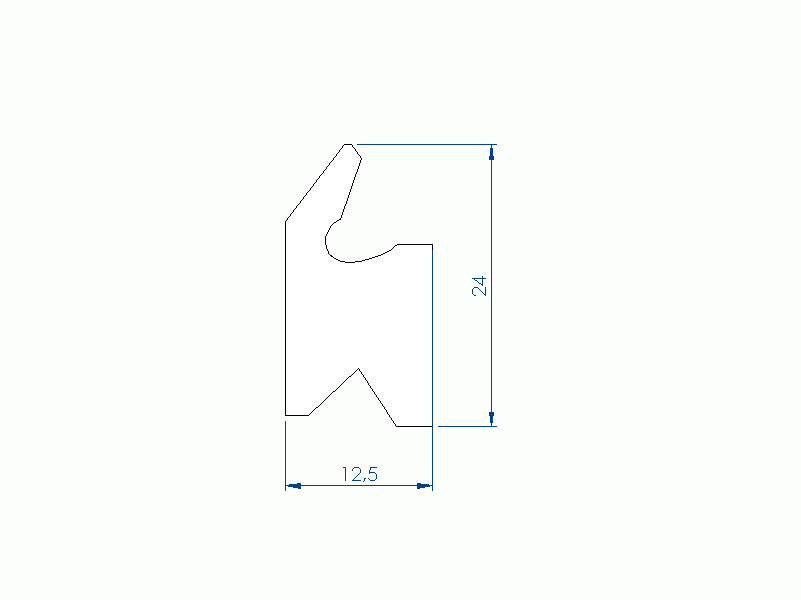 Silicone Profile P2448M - type format Lipped - irregular shape