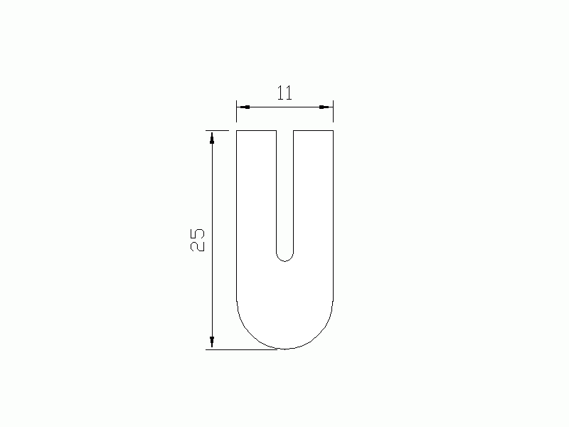 Silicone Profile P2565D - type format U - irregular shape