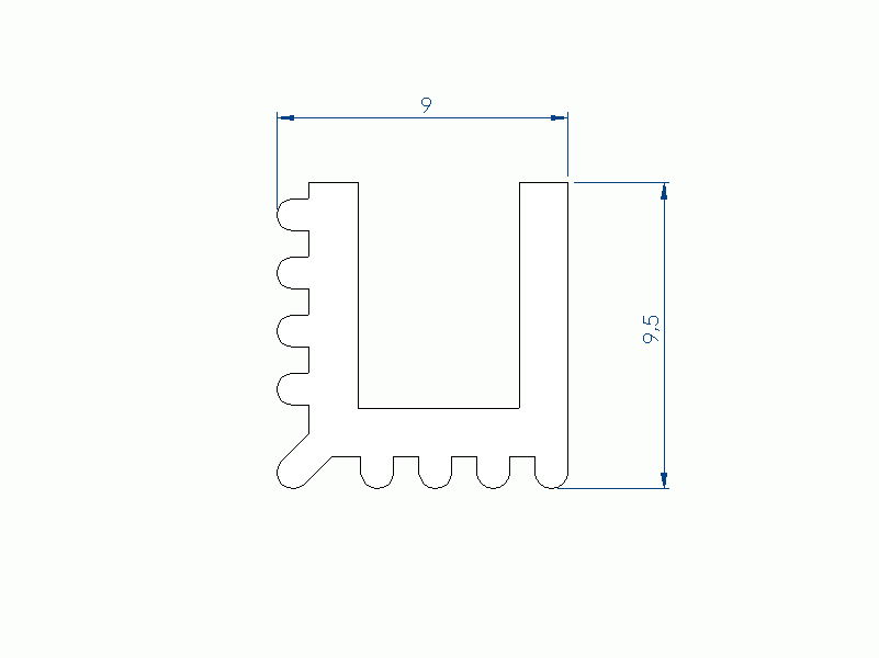 Silicone Profile P268NJ - type format U - irregular shape