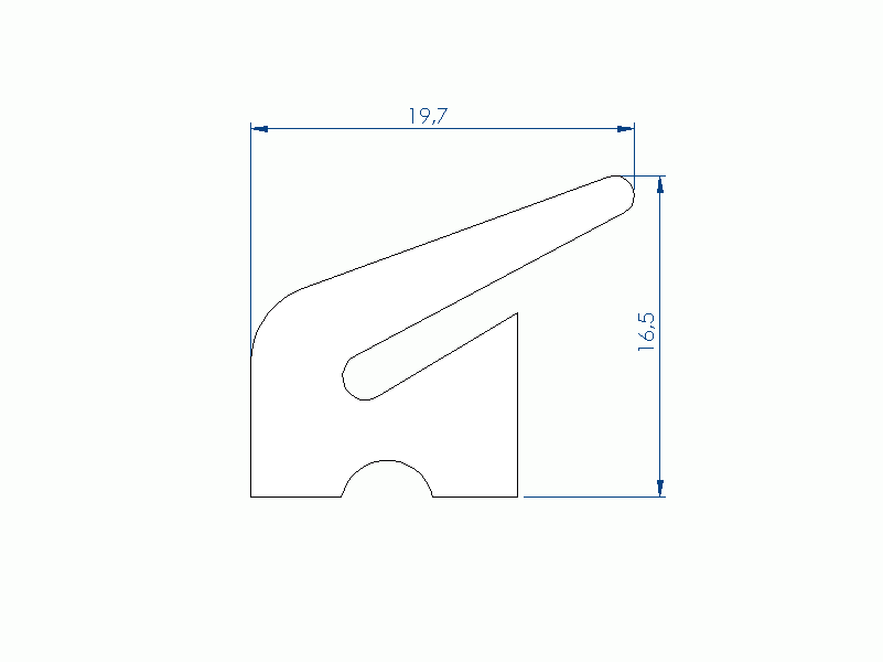 Silicone Profile P268NN - type format Lipped - irregular shape