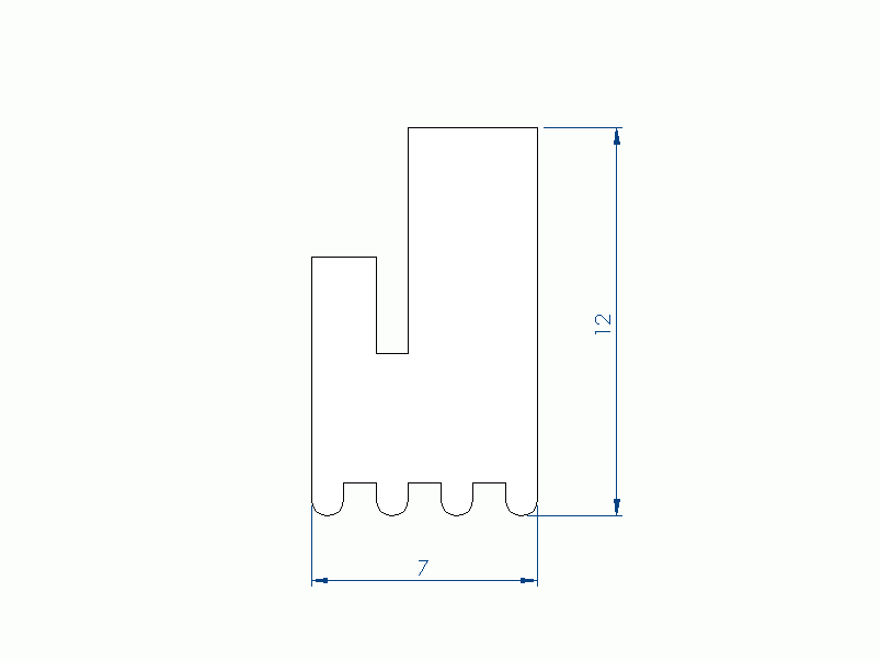 Silicone Profile P268NV - type format L - irregular shape