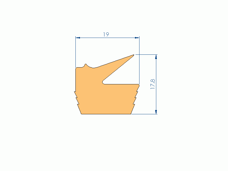 Silicone Profile P2851HG - type format Lipped - irregular shape