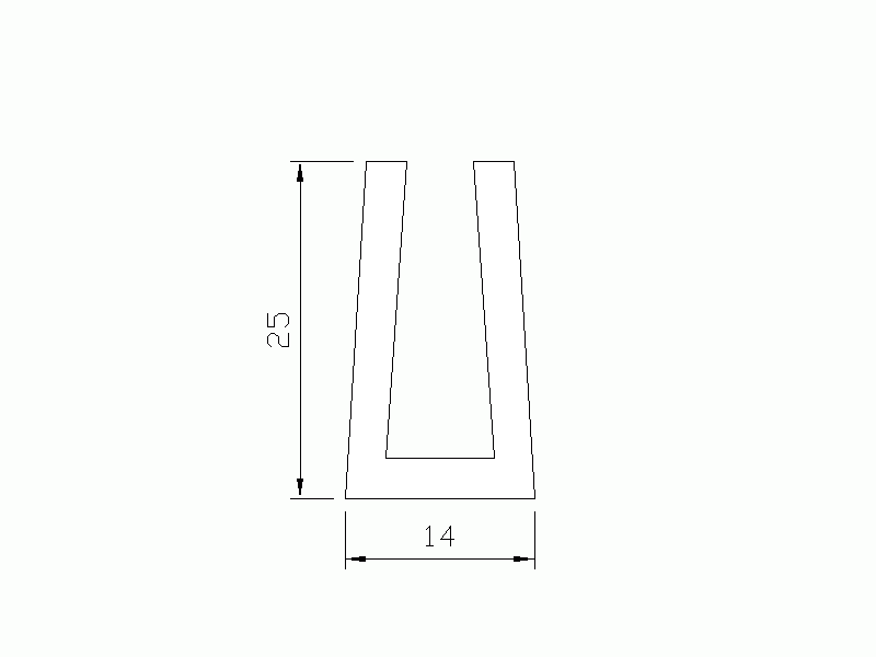 Silicone Profile P40965A - type format U - irregular shape