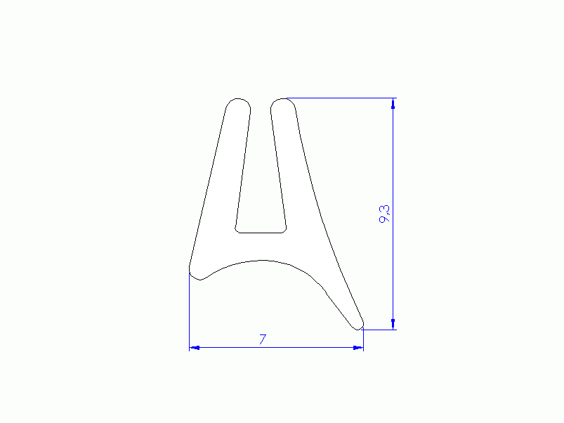 Silicone Profile P40965CW - type format U - irregular shape