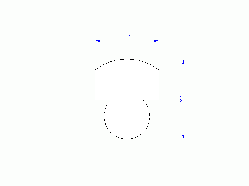 Silicone Profile P40965I - type format T - irregular shape