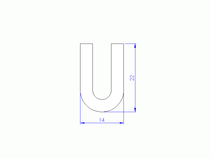 Silicone Profile P40965O - type format U - irregular shape