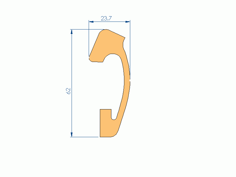 Silicone Profile P40965S - type format U - irregular shape