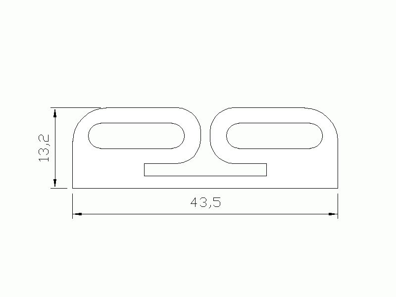 Silicone Profile P508 - type format Double compact b/p - irregular shape