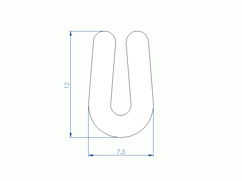 Silicone Profile P572A - type format U - irregular shape