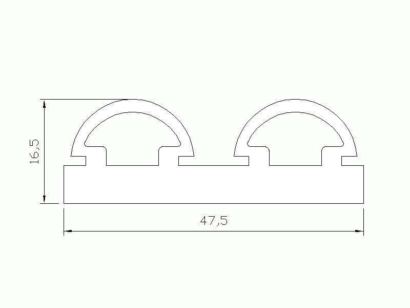 Silicone Profile P590A - type format Double compact b/p - irregular shape