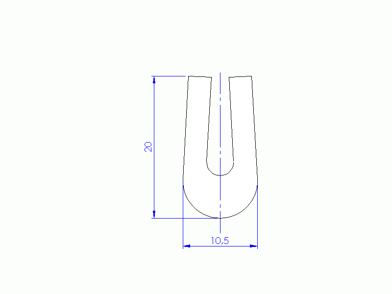 Silicone Profile P634A - type format U - irregular shape