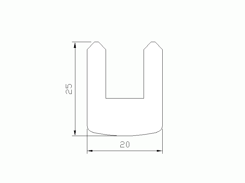 Silicone Profile P738M - type format U - irregular shape